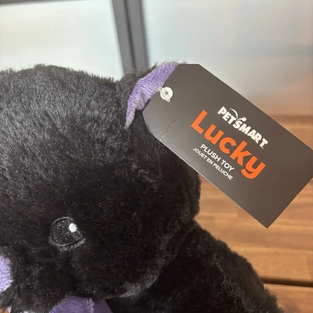 Petsmart‎ BLACK Cat Lucky HALLOWEEN CAT Plush Squeaks NWT